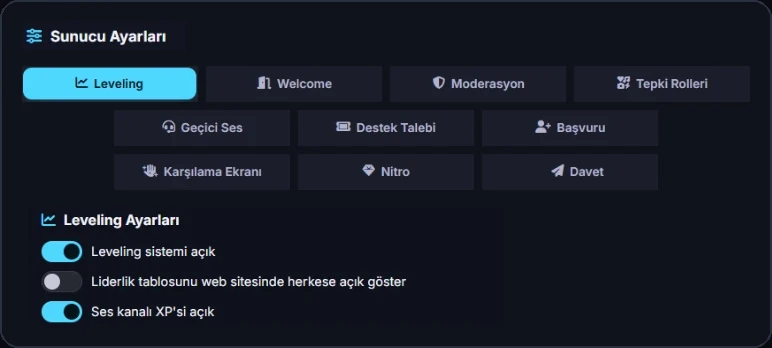 Sunucu sahipleri için web paneli